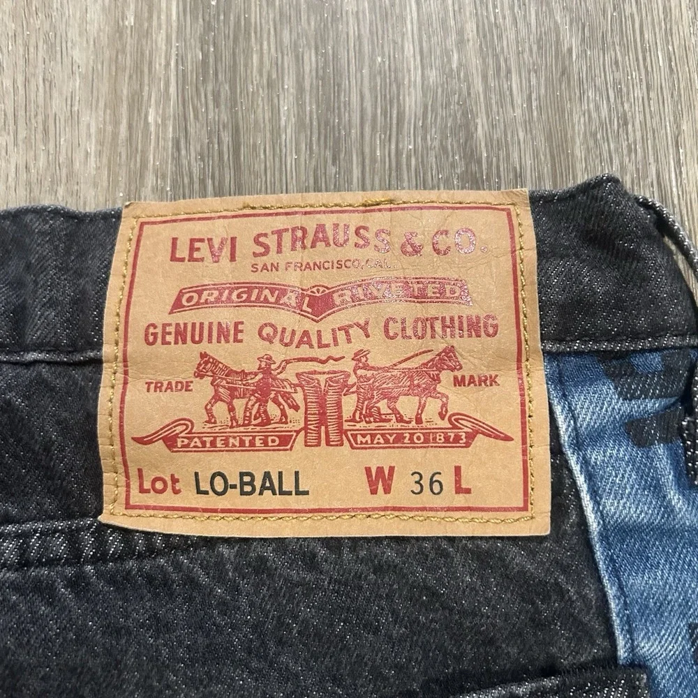 Levis Lo-Ball Stack Jeans Mens 36x34 Black‎ Denim Slim Tapered Leg Warp Stretch